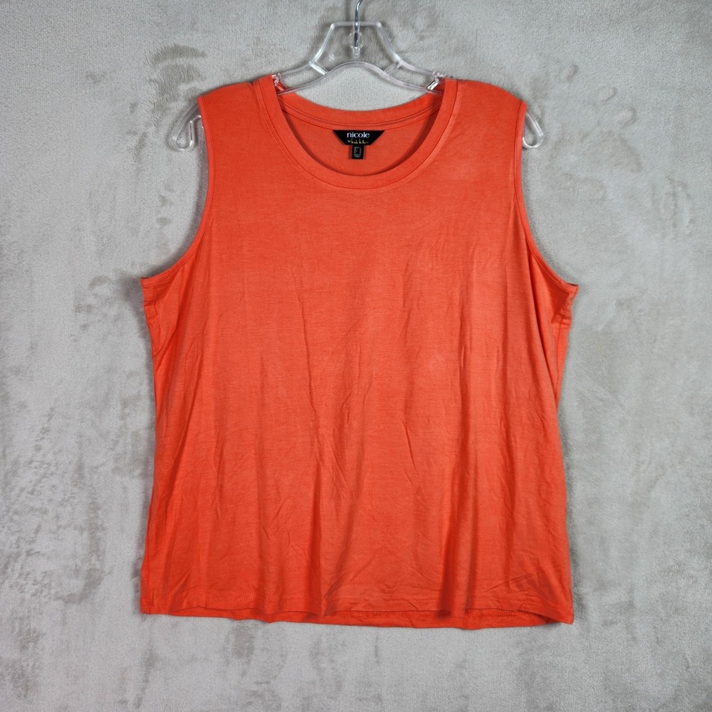 nicole by Nicole Miller Tank Top Womens Large Hot Coral Modal Knit Beach A693069